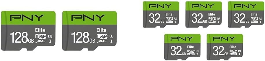 PNY 128GB & 32GB Elite Class 10 U1 microSDXC & microSDHC Card 2-Pack & 5-Pack Bundle