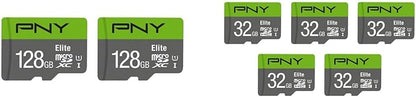 PNY 128GB & 32GB Elite Class 10 U1 microSDXC & microSDHC Card 2-Pack & 5-Pack Bundle