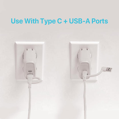 BLACK+DECKER USB C Multi Charging Cable, Fast Multi Charger Cable w/Adapter, Braided 2 in 1 Multiple USB Cable, Universal Charging Cord w/Type C/USB Adapter for iPhone 16 15/Samsung/LG/Tablets/More