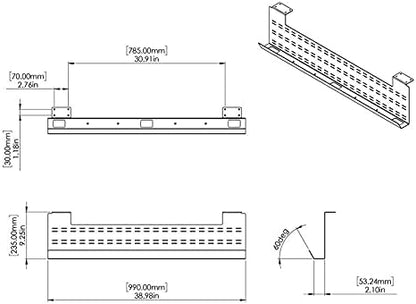 Stand Up Desk Store Under Desk Cable Management Tray Black Horizontal Computer Cord Raceway and Modesty Panel (Black, 39")