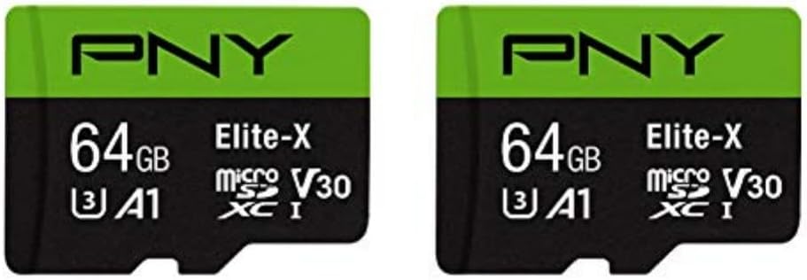 PNY 64GB Elite-X Class 10 U3 V30 microSDXC Flash Memory Card 2-Pack - 100MB/s, Class 10, U3, V30, A1, 4K UHD, Full HD, UHS-I, Micro SD