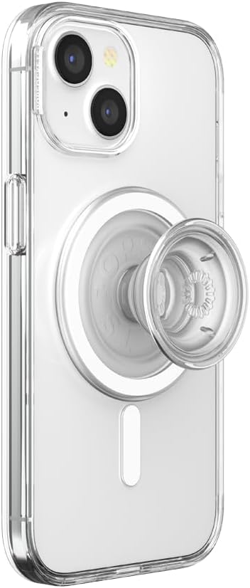 PopSockets iPhone 15 Case with Round Phone Grip Compatible with MagSafe, Phone Case for iPhone 15, Wireless Charging Compatible - Clear