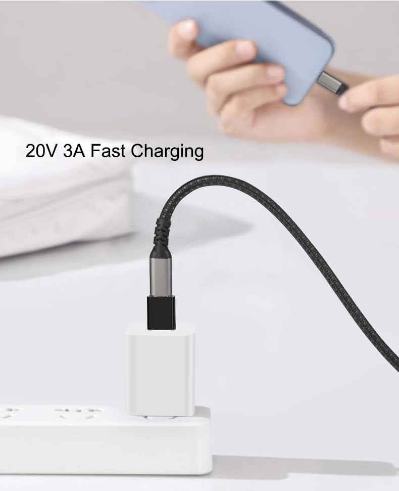 USB A Male to USB C Female OTG Adapter (3 Pack),USB 3.2 GEN2 10Gbps One-Sided High-Speed Data PD60W Fast Charging For PC,Laptop,Charger,Power Bank,AiSiHelper,iphone,Samsung S24 23 22,Carplay,Earphones