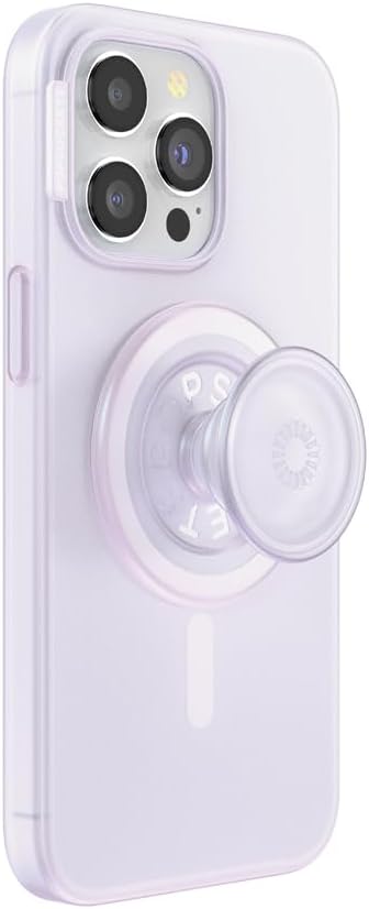 PopSockets iPhone 15 Pro Max Case with Round Phone Grip Compatible with MagSafe, Phone Case for iPhone 15 Pro Max, Wireless Charging Compatible - White Opalescent