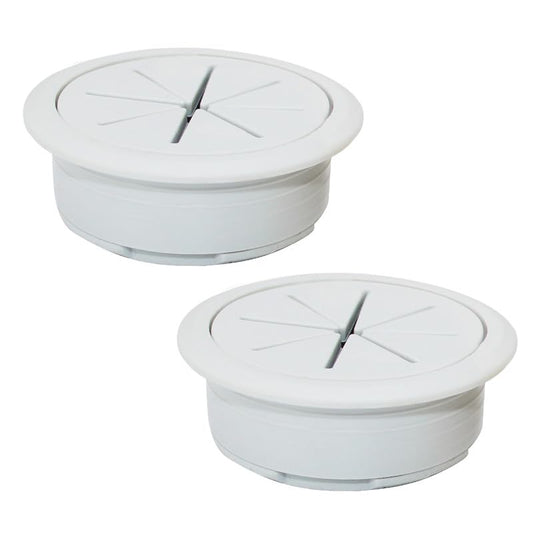 2 Pcs Desk Grommet 2-1/16" / 53 mm, Desk Hole Cover for Cables Grey, Cable Grommet ABS Plastic, Desk Hole Grommet for Home & Office Pc, Detachable Cable Cord Organizer