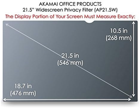 21.5 inch Computer Privacy Screen (16:9) - Black Security Shield - Desktop Monitor Protector - UV & Blue Light Filter by Akamai (21.5 inch Diagonally Measured, Black)