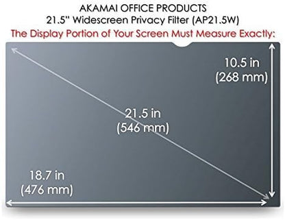 21.5 inch Computer Privacy Screen (16:9) - Black Security Shield - Desktop Monitor Protector - UV & Blue Light Filter by Akamai (21.5 inch Diagonally Measured, Black)