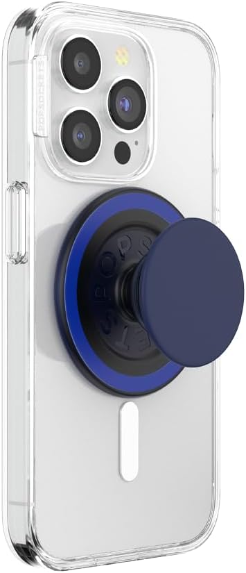 PopSockets Phone Grip for MagSafe with Kickstand, Magnetic Stand, Swappable Top, Secure Hold for iPhone MagSafe Cases, Phone & Tablet Grip - PopOut Basic Naval