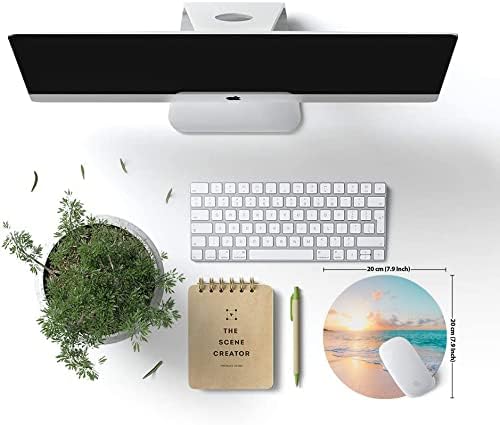 Round Mouse Pad, Beach Customized Premium-Textured Mouse Mat, Washable Mousepads with Lycra Cloth, Non-Slip Rubber Base Small Mousepad, 7.9×7.9×0.12 inches (Beach)