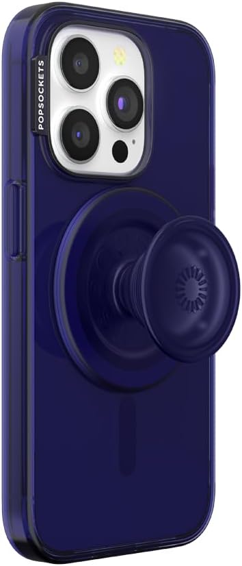 PopSockets iPhone 15 Pro Case with Phone Grip and Slide Compatible with MagSafe, Phone Case for iPhone 15 Pro, Wireless Charging Compatible - French Navy
