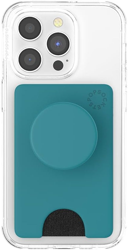 PopSockets Phone Wallet with Expanding Phone Grip, Phone Card Holder, Solid PopWallet - Sea Green