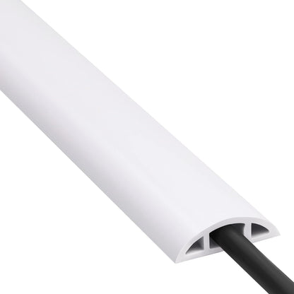 Cord Cover Floor 6ft White, PVC Floor Cable Cover, Cord Hider Floor Cord Protector Prevent Cable Trips & Protect Wires, Floor Cable Management Hide Cords on Floor, Cord Cavity -W0.47 x H0.28