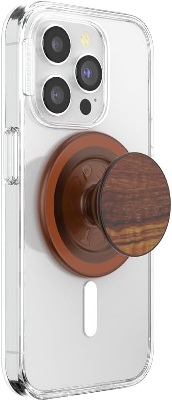 PopSockets Phone Grip for MagSafe with Kickstand, Magnetic Stand, Swappable Top, Secure Hold for iPhone MagSafe Cases, Phone & Tablet Grip - Wood Res-Olive Wood