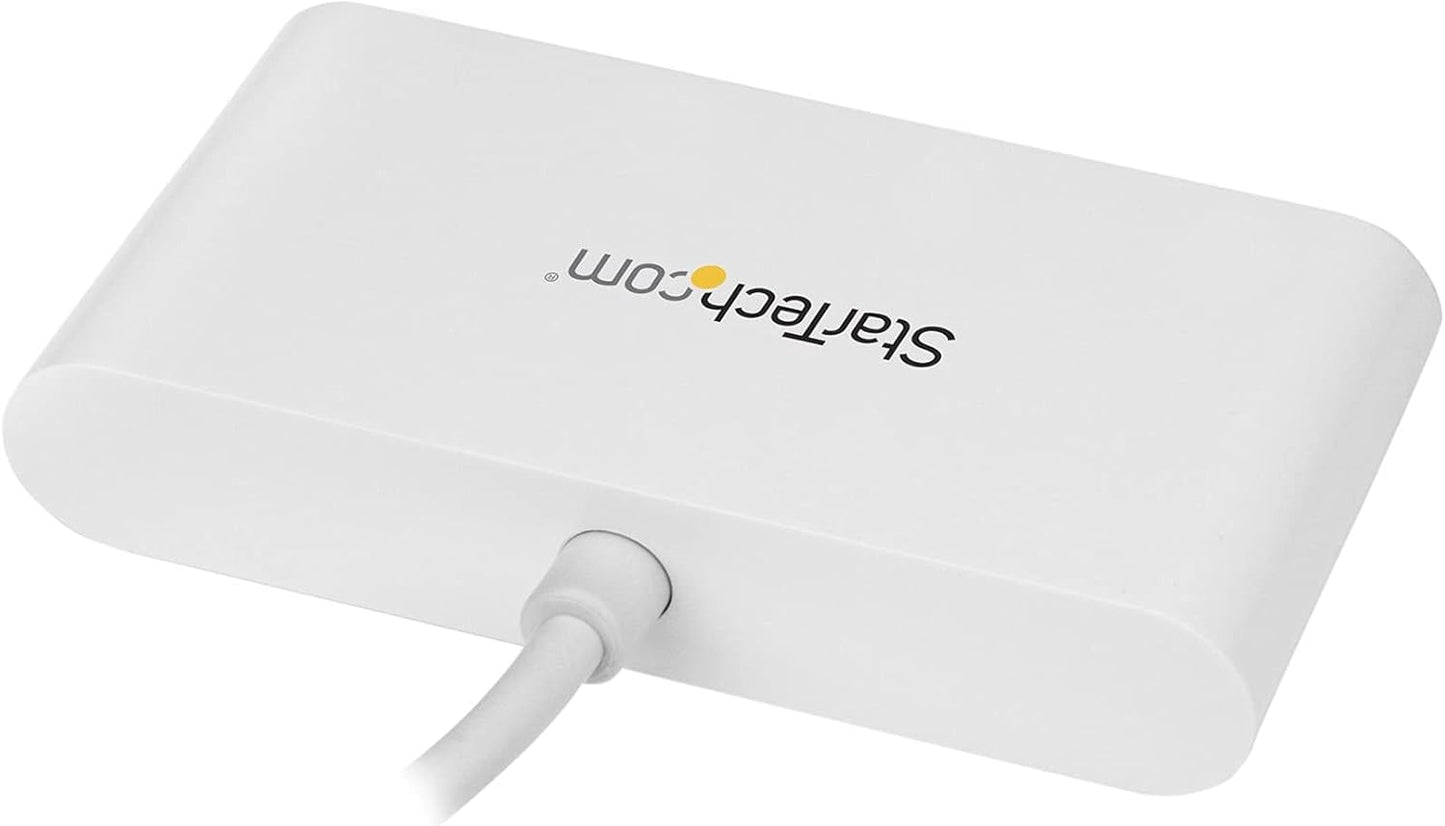 StarTech.com 4 Port USB C Hub with 4x USB-A Ports (USB 3.0 SuperSpeed) - USB Bus Powered - Portable/Laptop USB-C to USB-A Adapter Hub - USB 3.0 (5Gbps) Type-C Hub - White (HB30C4ABW)