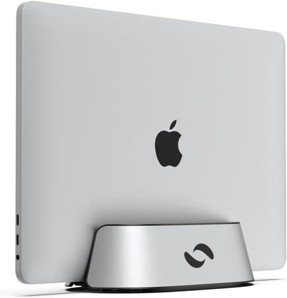 HumanCentric Vertical Laptop Stand in Silver Aluminum, Upright Adjustable Holder and Dock, Laptop Vertical Stand Fits MacBook Pro and Other Laptops .5" to 1.5", Clamshell Compatible