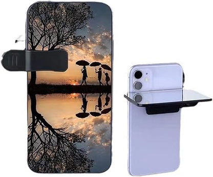 Mirror Effect Lens - Capture Stunning Reflections Instantly, Mirror for Phone to Use Back Camera, Reflection Mirrors for iPhone with Adjustable Hd Glass (Black)