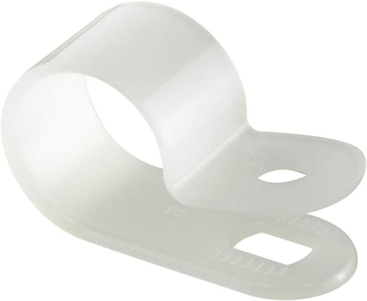 GTSE White Nylon Plastic Cable Clamps, 1/2" Screw Mounts for Cable, Rope, Tube Management, 100 Pack