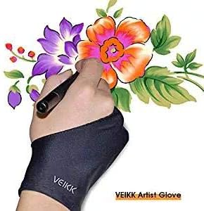 VEIKK Artist Glove for Drawing Tablet Free Size, 1 Unit for Left-Handed or Right-Handed- Black