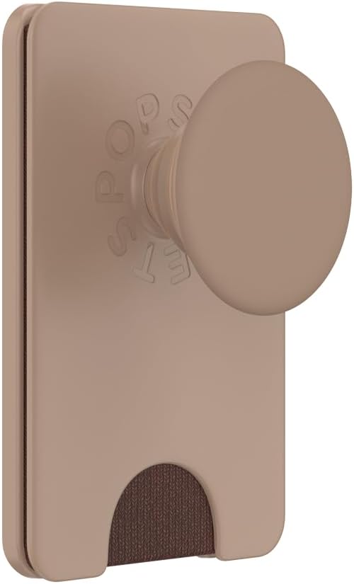 PopSockets Phone Wallet with Expanding Grip and Adapter Ring for MagSafe, Phone Card Holder, Wireless Charging Compatible, Wallet Compatible with MagSafe, Cute PopSockets - Latte