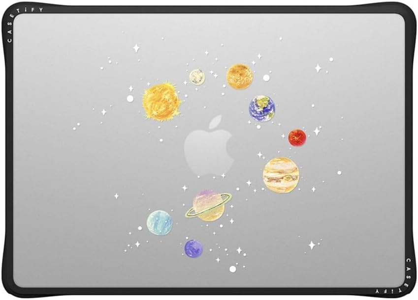 CASETiFY Impact MacBook Air 13.6" (M2-M4) Case [Cushioned Impact Corners/Scratch-Resistant/Anti-Slip Grip] - Solar System - Clear Black