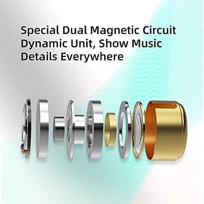 keephifi KZ EDX Pro in Ear Monitors KZ IEM Earphones with Microphone, Dual DD HiFi Stereo Sound Wired Earphones Noise Cancelling Earbuds (Cyan, with Mic)