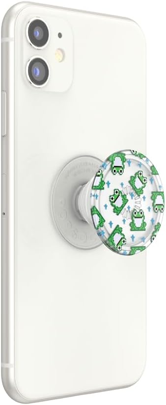 PopSockets Plant- Based Phone Grip with Expanding Kickstand, Adhesive Grip, Eco- Friendly - Translucent 8 Bit Frogs