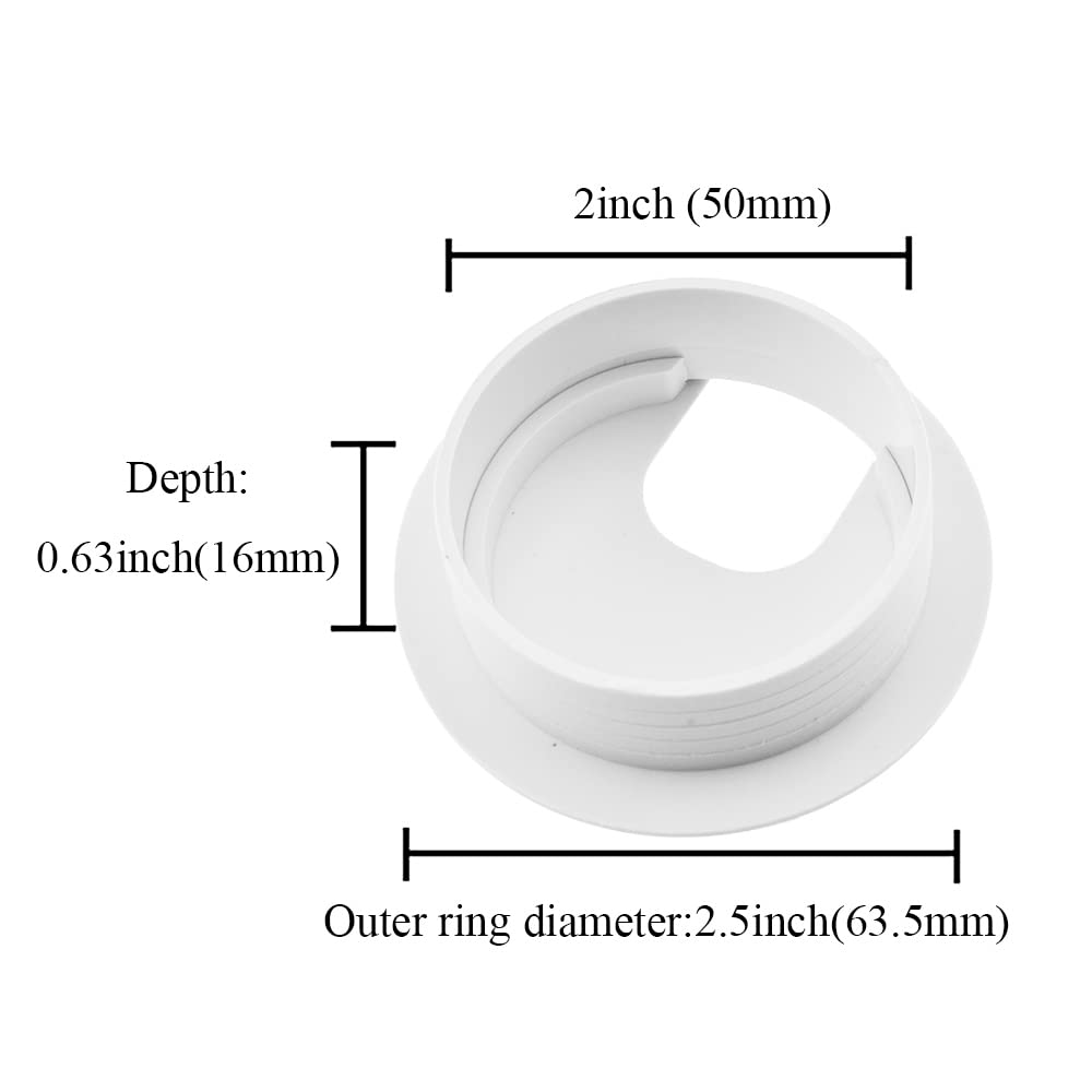 HAHIYO 2Pcs 2Inch/50mm White ABS Plastic U-Shaped Desk Grommet Wire Grommet Cable Management Cord Hole Cover Desk Wire Hole Insert Wire Organizer for Computer Office Home School Equipment Systems