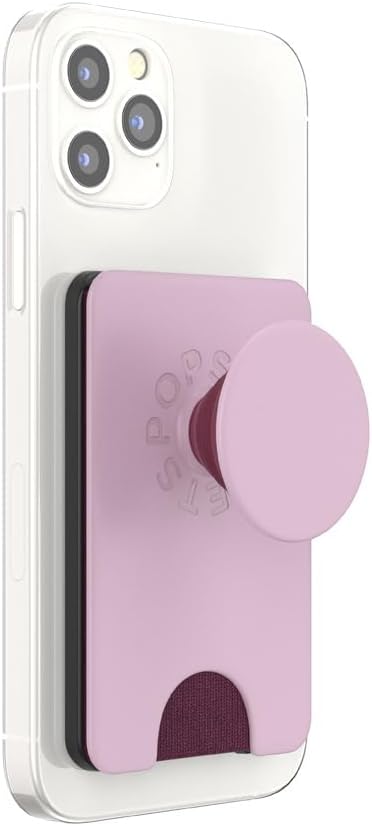 PopSockets Phone Wallet with Expanding Grip and Adapter Ring for MagSafe, Phone Card Holder, Wireless Charging Compatible, Wallet Compatible with MagSafe - Blush Pink