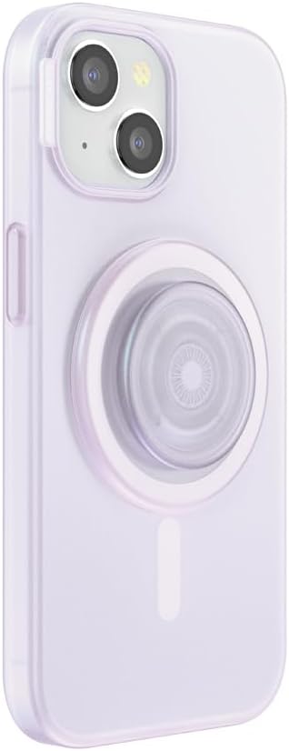 PopSockets iPhone 15 Case with Round Phone Grip Compatible with MagSafe, Phone Case for iPhone 15, Wireless Charging Compatible - White Opalescent