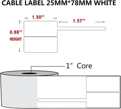 100 Pcs Cable Labels - Waterproof Wire Cord Label, Tear Resistant Wire Labels, Self Adhesive Cord Organizing Label, for Cable Management, Compatible with PUQU AQ20 Label Makers(Green) 25x78mm