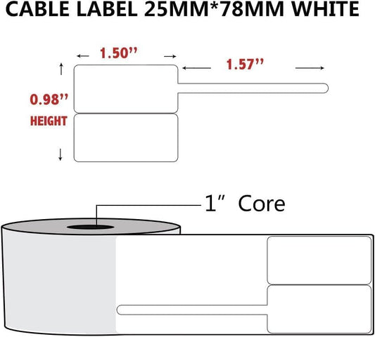 100 Pcs Cable Labels - Waterproof Wire Cord Label, Tear Resistant Wire Labels, Self Adhesive Cord Organizing Label, for Cable Management, Compatible with PUQU AQ20 Label Makers(Green) 25x78mm