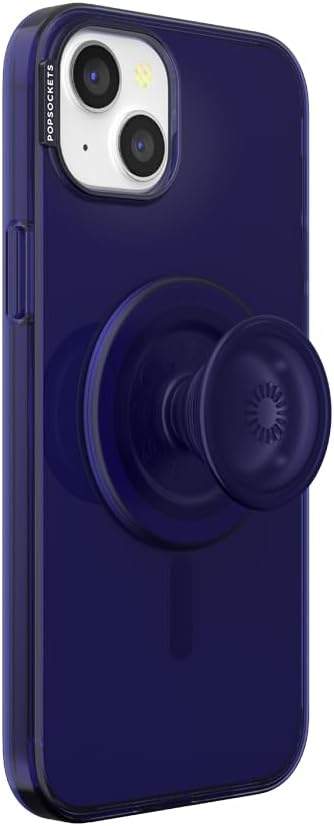 PopSockets iPhone 15 Plus Case with Phone Grip and Slide Compatible with MagSafe, Phone Case for iPhone 15 Plus, Wireless Charging Compatible - French Navy