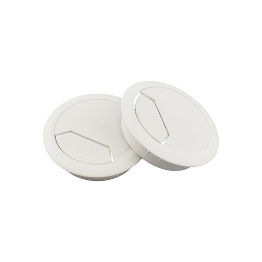 HAHIYO 2Pcs 2.4Inch/60mm White ABS Plastic Sector-Shaped Desk Grommet Wire Grommet Cable Management Cord Hole Cover Desk Wire Hole Insert Wire Organizer for Computer Office Home Equipment System