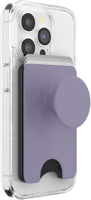 PopSockets Phone Wallet with Expanding Grip and Adapter Ring for MagSafe, Phone Card Holder, Wireless Charging Compatible, Wallet Compatible with MagSafe - Dusk