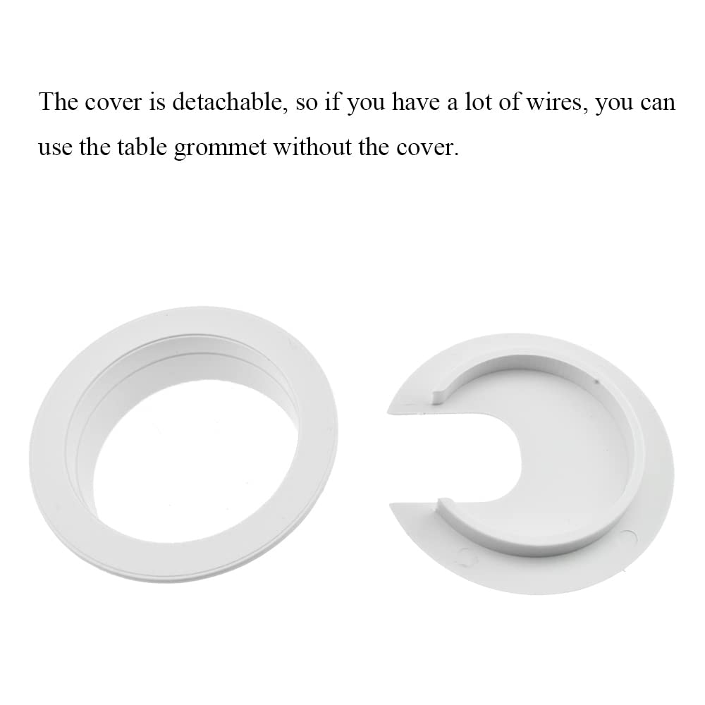 HAHIYO 2Pcs 2Inch/50mm White ABS Plastic U-Shaped Desk Grommet Wire Grommet Cable Management Cord Hole Cover Desk Wire Hole Insert Wire Organizer for Computer Office Home School Equipment Systems