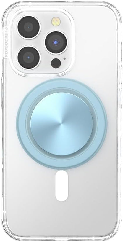 PopSockets Phone Grip for MagSafe with Kickstand, Magnetic Stand, Swappable Top, Secure Hold for iPhone MagSafe Cases, Phone & Tablet Grip -Light Blue