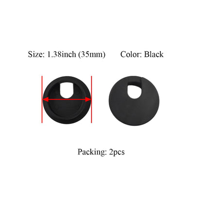 HAHIYO 2Pcs 1.38Inch/35mm Black ABS Plastic U-Shaped Desk Grommet Wire Grommet Cable Management Cord Hole Cover Desk Wire Hole Insert Wire Organizer for Computer Office Home School Equipment Systems