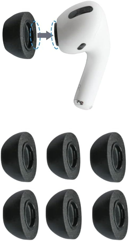 Comply Memory Foam Replacement Earbud Tips for Apple AirPods Pro 1 & 2 | Ultimate Comfort, Secure Fit, Superior Noise Isolation | Anti Slip, Prevent From Falling Out | Black, Medium (3 Pairs)