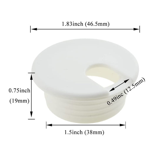 HAHIYO 2Pcs 1.5Inch/38mm White ABS Plastic U-Shaped Desk Grommet Wire Grommet Cable Management Cord Hole Cover Desk Wire Hole Insert Wire Organizer for Computer Office Home School Equipment Systems
