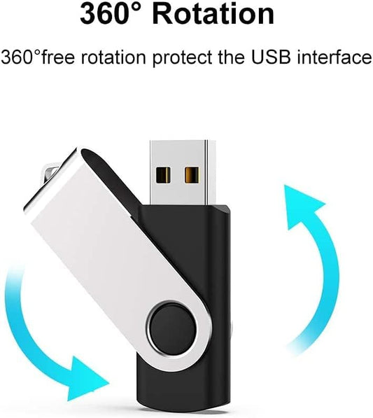 JUANWE 128GB Flash Drive 2 PCS, 2.0 Thumb Drive USB Drives Pendrive for File Storage Data Transfer, High Capacity Zip Drive Portable USB Storage Flashdrives 360° Swivel Cap, Jump Drive 128G×2 Black