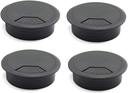 4pcs 2 inch Desk Wire Cord Cable Grommets Hole Cover for Office PC Desk Cable Cord Organizer Plastic Cover Black (Black-4Pcs)