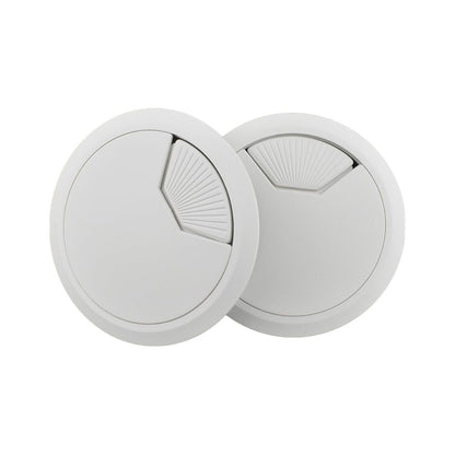HAHIYO 2Pcs 3.15Inch/80mm White ABS Plastic Sector-Shaped Desk Grommet Wire Grommet Cable Management Cord Hole Cover Desk Wire Hole Insert Wire Organizer for Computer Office Home Equipment System