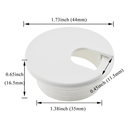 HAHIYO 2Pcs 1.38Inch/35mm White ABS Plastic U-Shaped Desk Grommet Wire Grommet Cable Management Cord Hole Cover Desk Wire Hole Insert Wire Organizer for Computer Office Home School Equipment Systems
