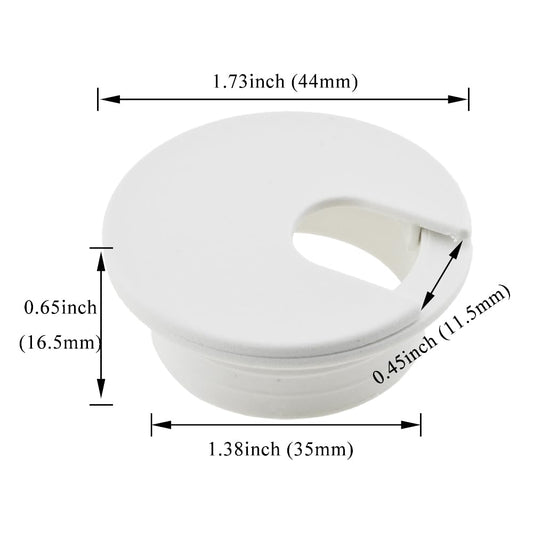 HAHIYO 2Pcs 1.38Inch/35mm White ABS Plastic U-Shaped Desk Grommet Wire Grommet Cable Management Cord Hole Cover Desk Wire Hole Insert Wire Organizer for Computer Office Home School Equipment Systems