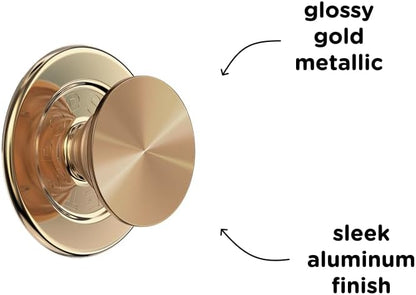 PopSockets Phone Grip for MagSafe with Kickstand, Magnetic Stand, Swappable Top, Secure Hold for iPhone MagSafe Cases, Phone & Tablet Grip - Alum Radial Gold