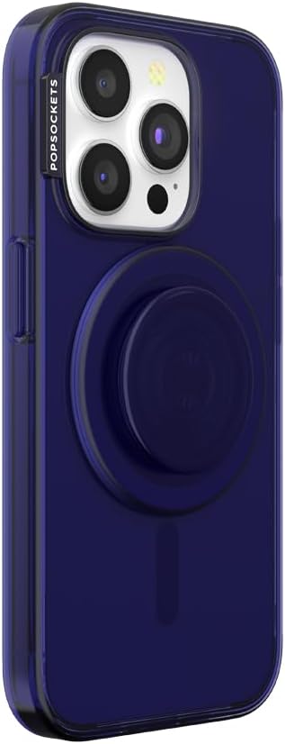 PopSockets iPhone 15 Pro Case with Phone Grip and Slide Compatible with MagSafe, Phone Case for iPhone 15 Pro, Wireless Charging Compatible - French Navy