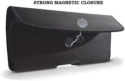 Premium Men Canvas Cell Phone Hip Carrier Clip Holster with Belt Loop Case, Strong Phone Holder Pouch Carrying Holster Compatible for Moto Samsung iPhone 5 5S 12 Mini Fits Thick Case