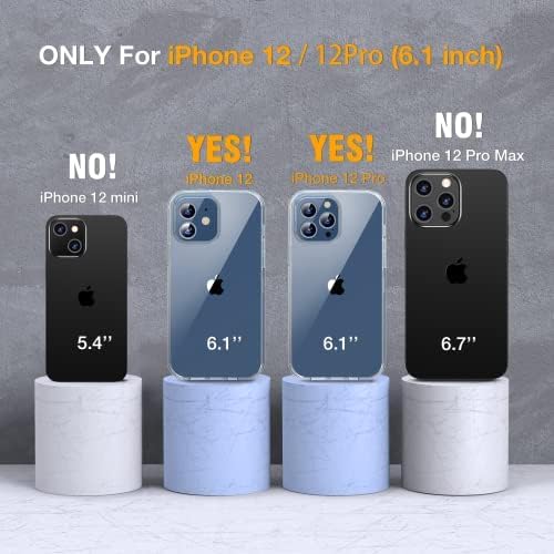 Miracase Glass Case for iPhone 12/12 Pro 6.1 inch, Upgraded Full-Body Rugged Phone Bumper Case Cover with Built-in 9H Tempered Glass Screen Protector and Camera Protector, Clear