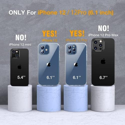 Miracase Glass Case for iPhone 12/12 Pro 6.1 inch, Upgraded Full-Body Rugged Phone Bumper Case Cover with Built-in 9H Tempered Glass Screen Protector and Camera Protector, Clear