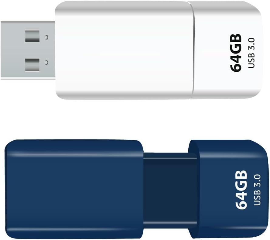 GIGASTONE 64GB Flash Drive (2 Pack) Z60NB USB 3.2 Gen 1, Ultra Fast, Retractable Capless Slider Design, Data Storage, Backup for PC/Mac/TV/Car Audio, USB 2.0/3.0/3.1 Compatible (Random Color)